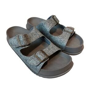 KuaiLu Women's Orthopedic Recovery Slides Gray Size 10 Double Buckle Sandals
